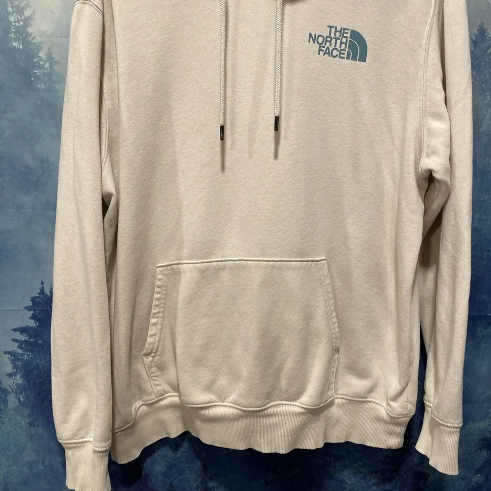The North Face Hoodie Mens XL White Pullover Back Graphic Cotton Blend - Picture 3 of 9